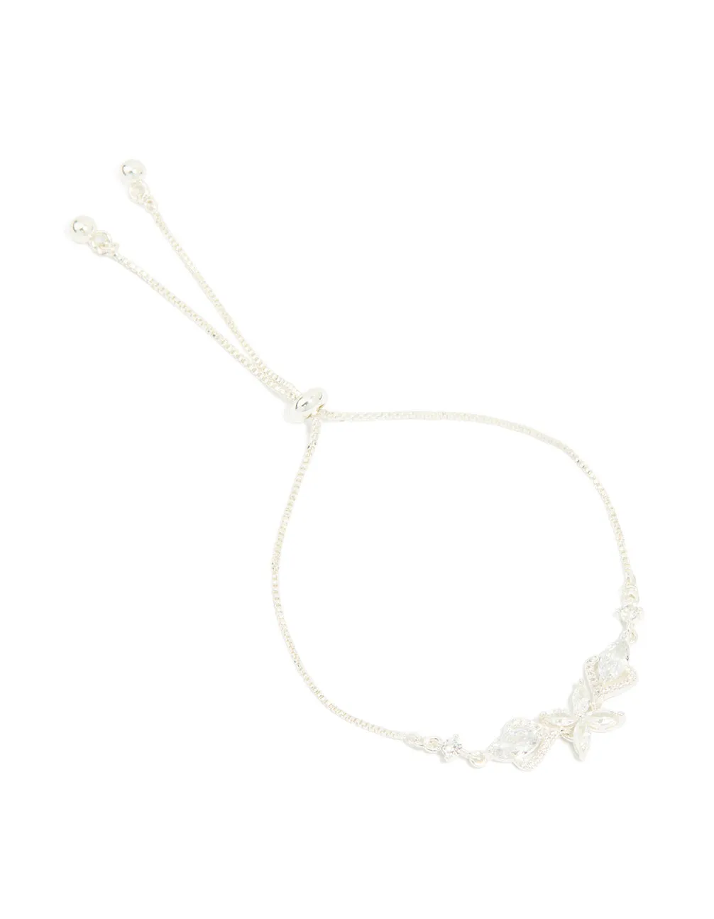 Silver Cubic Zirconis Flower Marquise Vintage Toggle Bracelet sold by lovisa