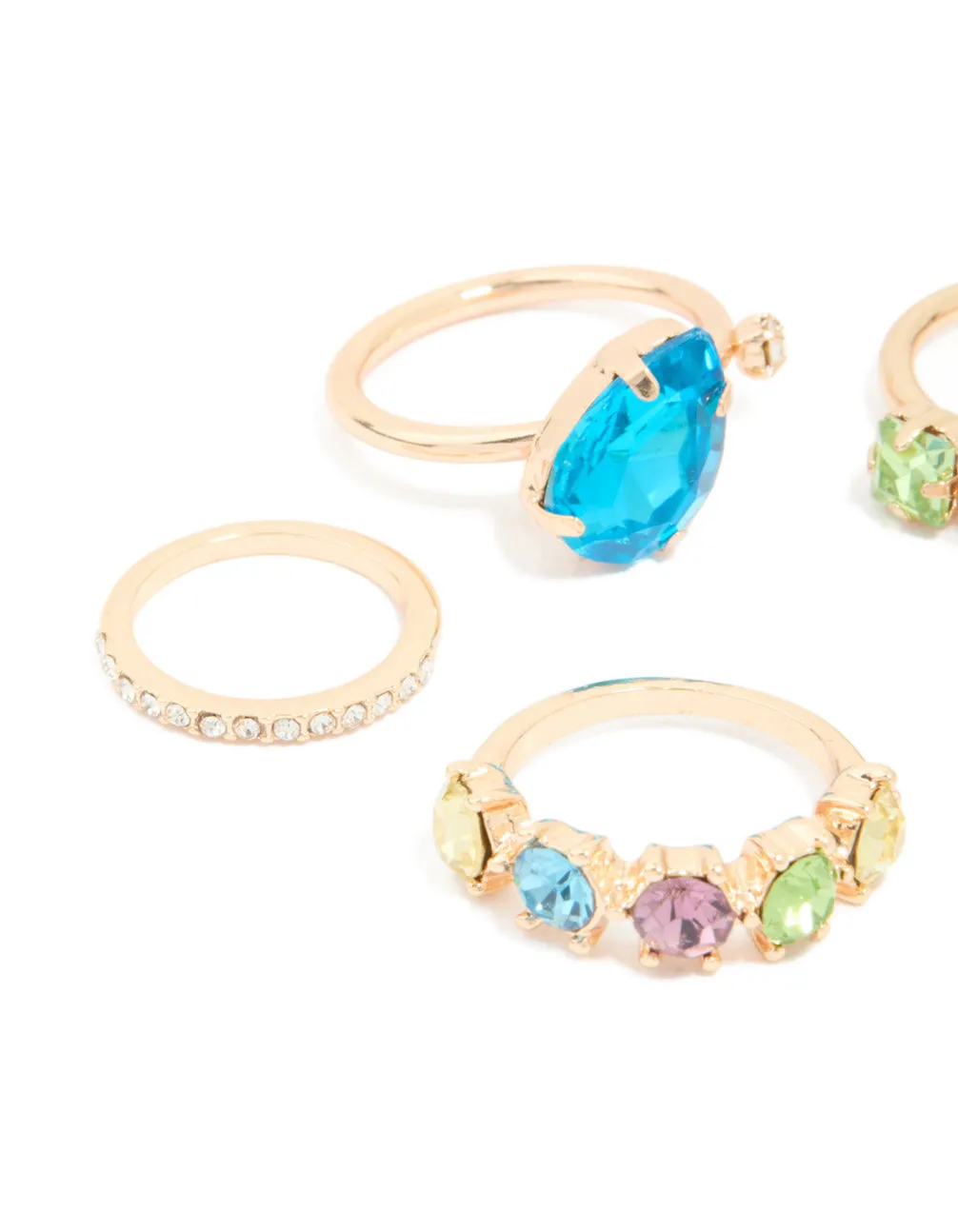 Gold Multicoloured Diamante & Pearl Rings 6-Pack sold by lovisa product image thumbnail 2