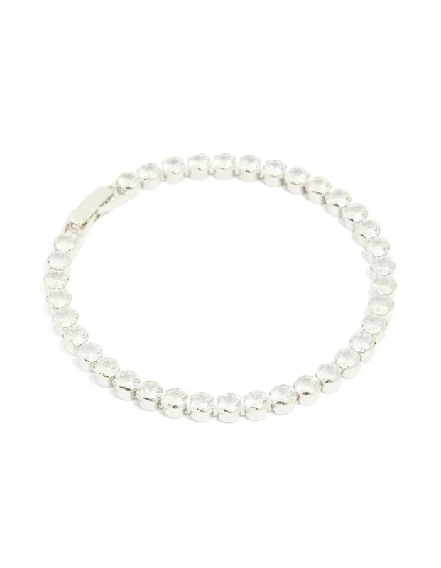 Silver Cubic Zirconia Circle Bezel Tennis Bracelet sold by lovisa