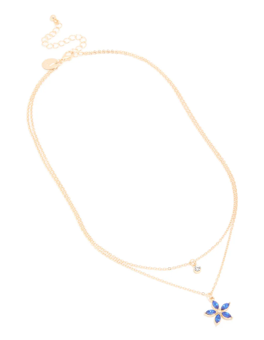 Gold Clear & Blue Diamante Flower Layered Necklace sold by lovisa product image thumbnail 2