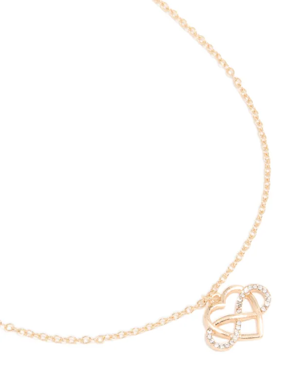 Gold Diamante Open Heart Infinity Sign Necklace sold by lovisa