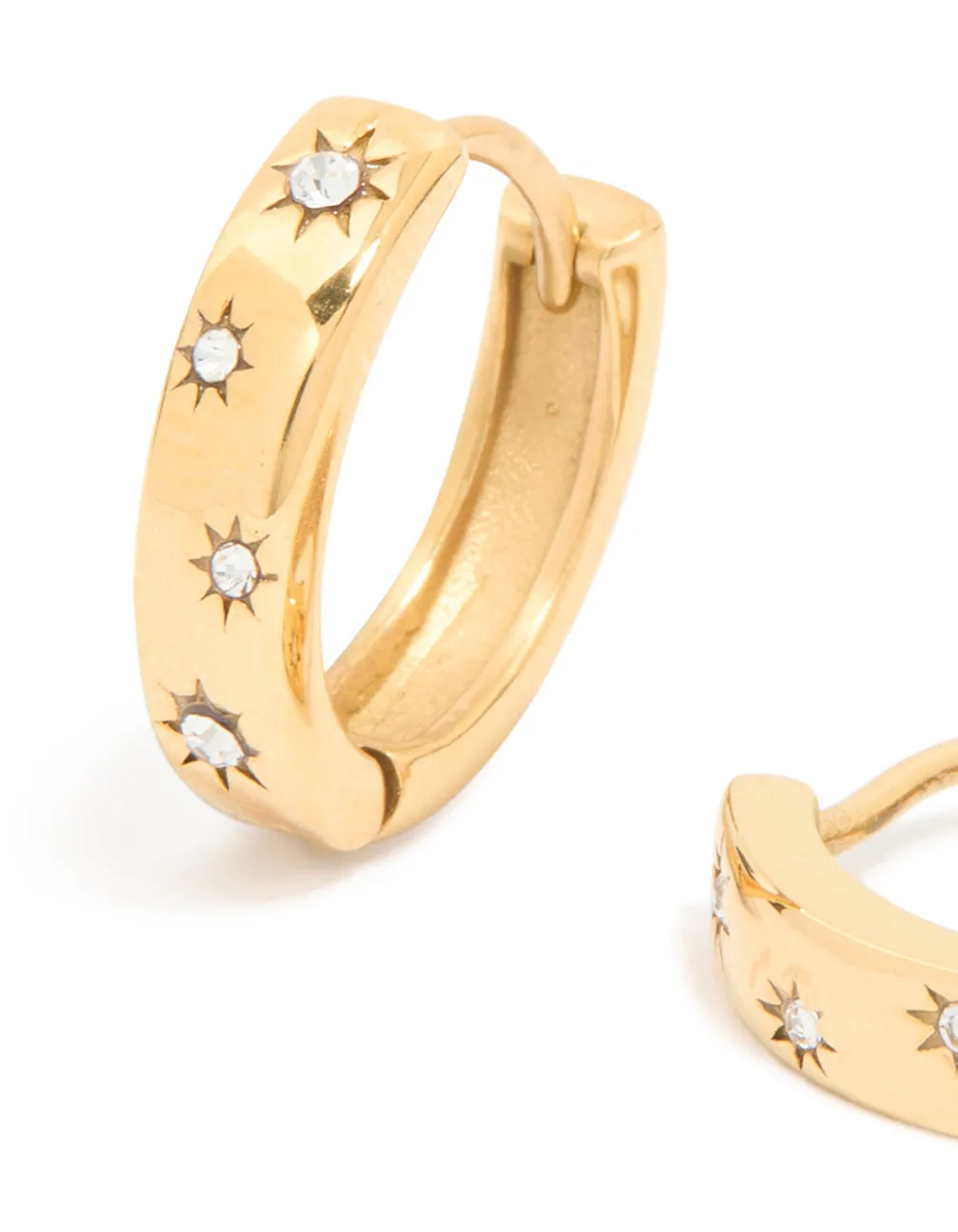 Waterproof Gold Plated Stainless Steel Diamante Star Clicker Hoop Earrings sold by lovisa product image thumbnail 2
