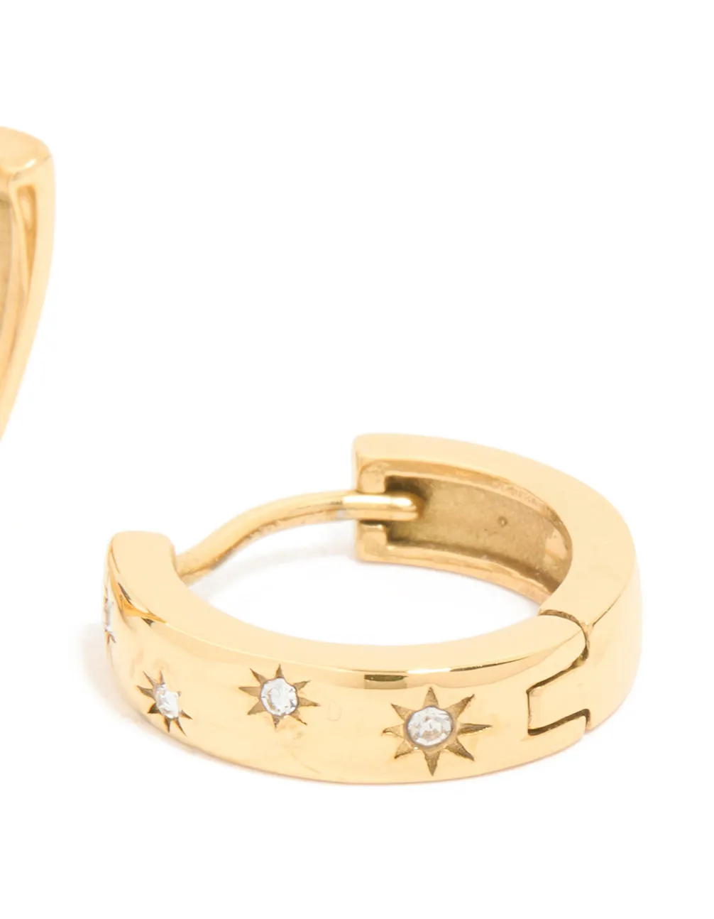 Waterproof Gold Plated Stainless Steel Diamante Star Clicker Hoop Earrings sold by lovisa product image thumbnail 3