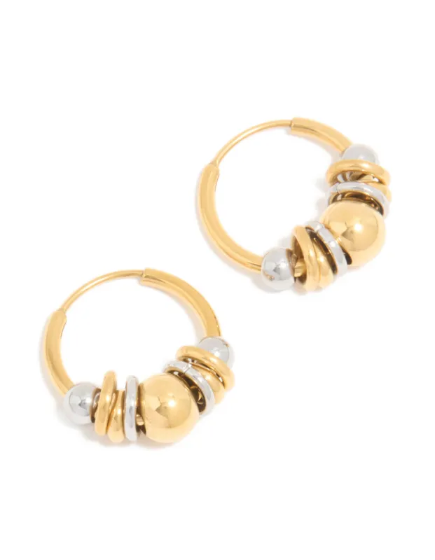 Waterproof Gold Plated Stainless Steel Small Rondell Clicker Hoop Earrings sold by lovisa