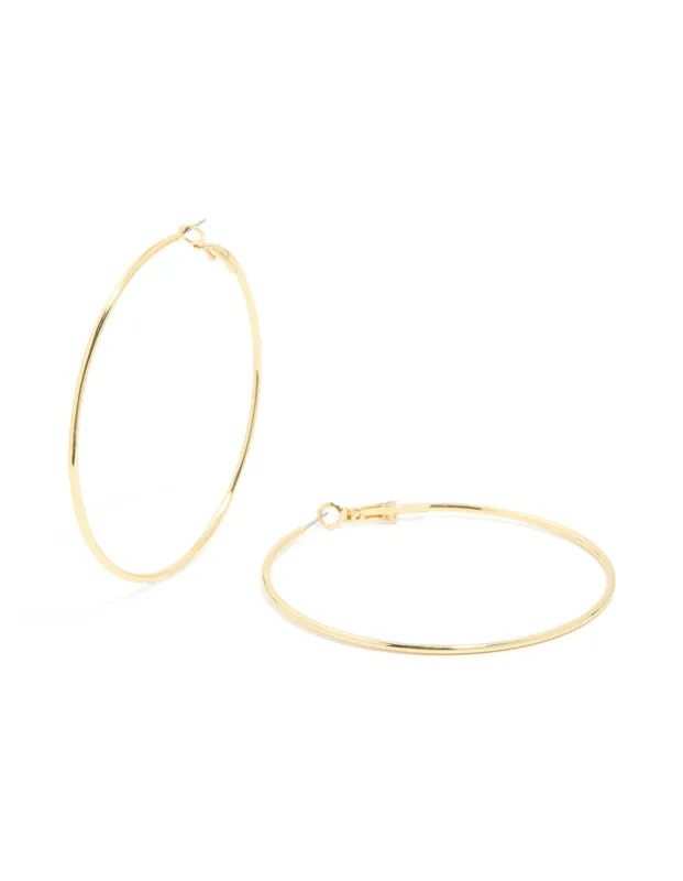 Gold Plated Large Thin Hoop Earrings sold by lovisa