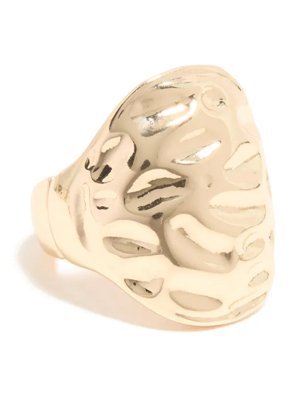 Gold Textured Oval Ring sold by lovisa