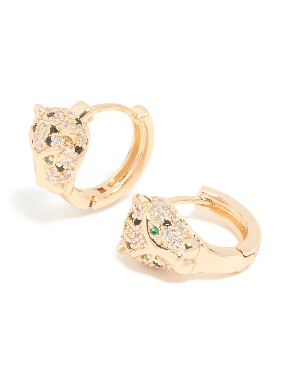 Gold Cubic Zirconia Panther Huggie Earrings sold by lovisa
