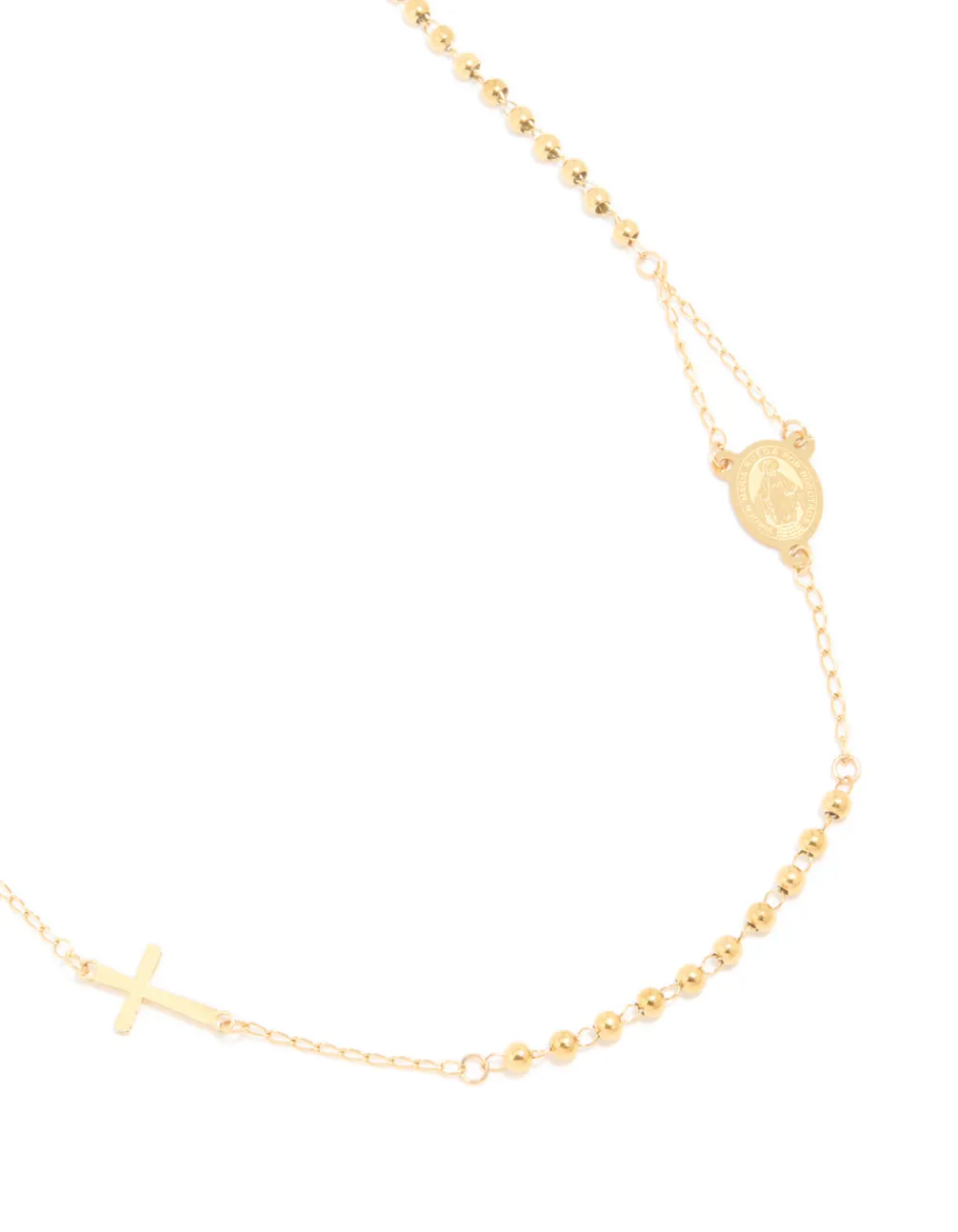 Waterproof Gold Plated Stainless Steel Rosary Cross Necklace sold by lovisa