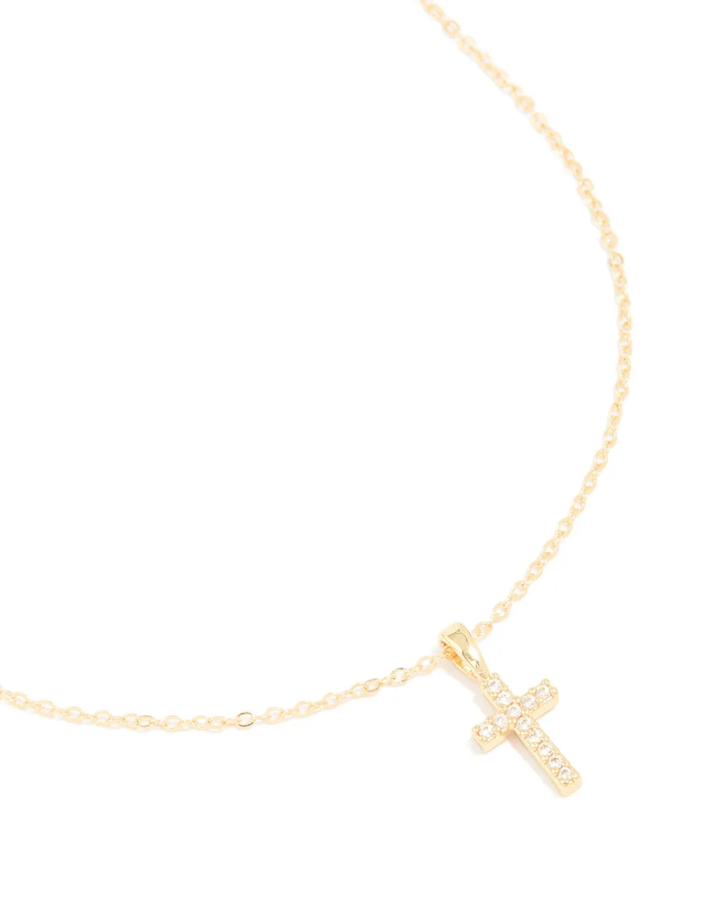 Gold Plated Cubic Zirconia Cross Pendant Necklace sold by lovisa