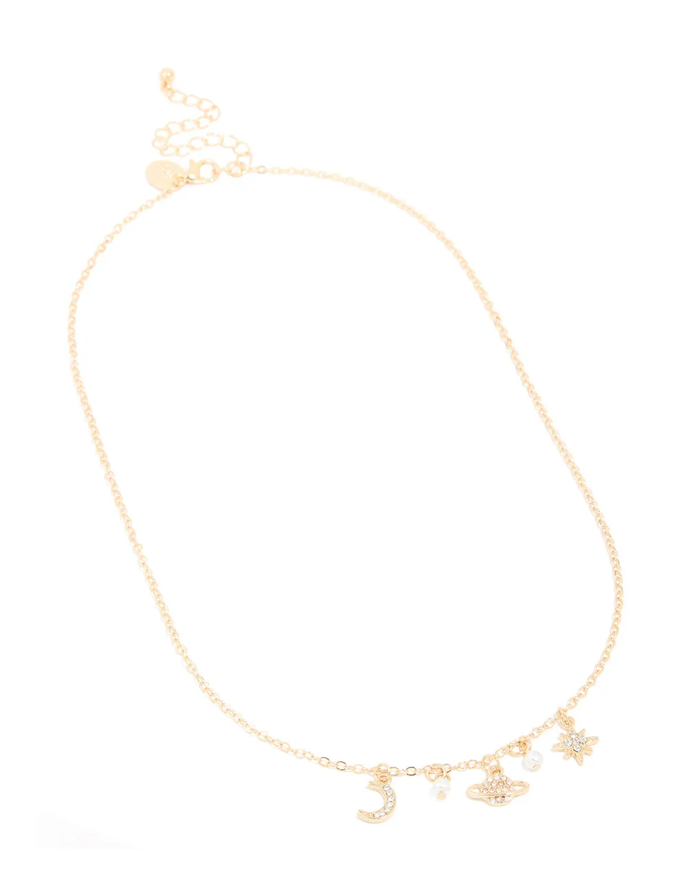 Gold Pearl Diamante Celestial Charm Necklace sold by lovisa product image thumbnail 2