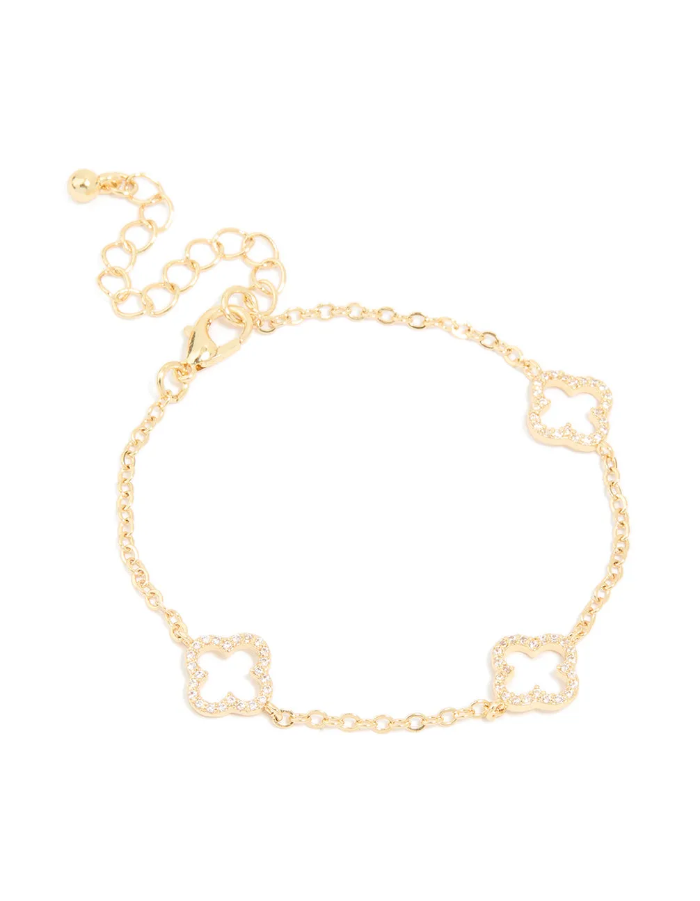 Gold Plated Cubic Zirconia Flower Outline Bracelet sold by lovisa