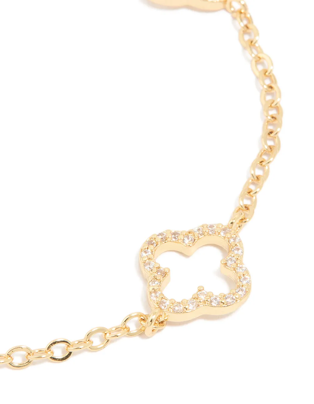 Gold Plated Cubic Zirconia Flower Outline Bracelet sold by lovisa product image thumbnail 2