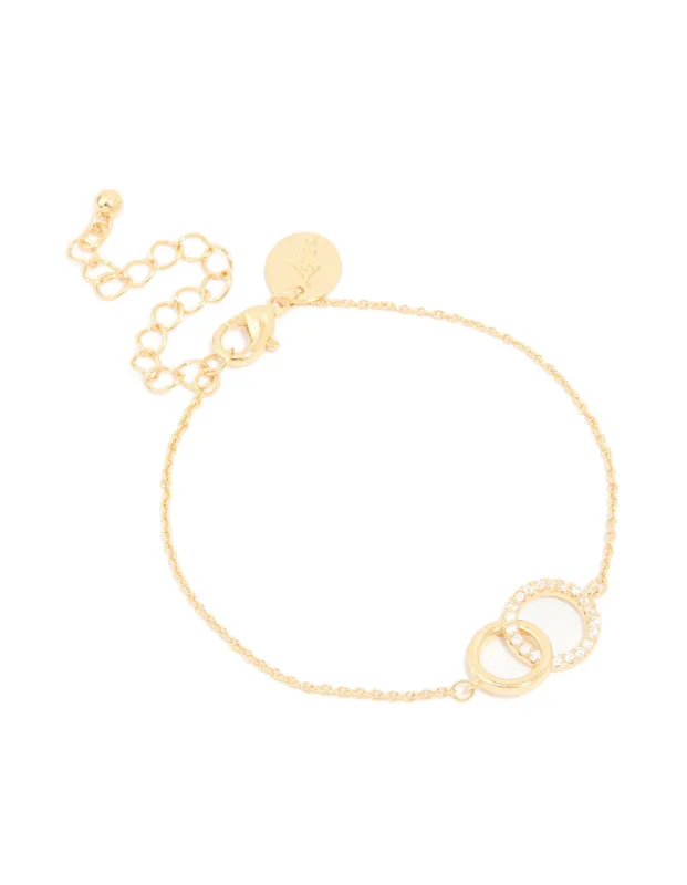 Gold Plated Cubic Zirconia Linked Circle Bracelet sold by lovisa
