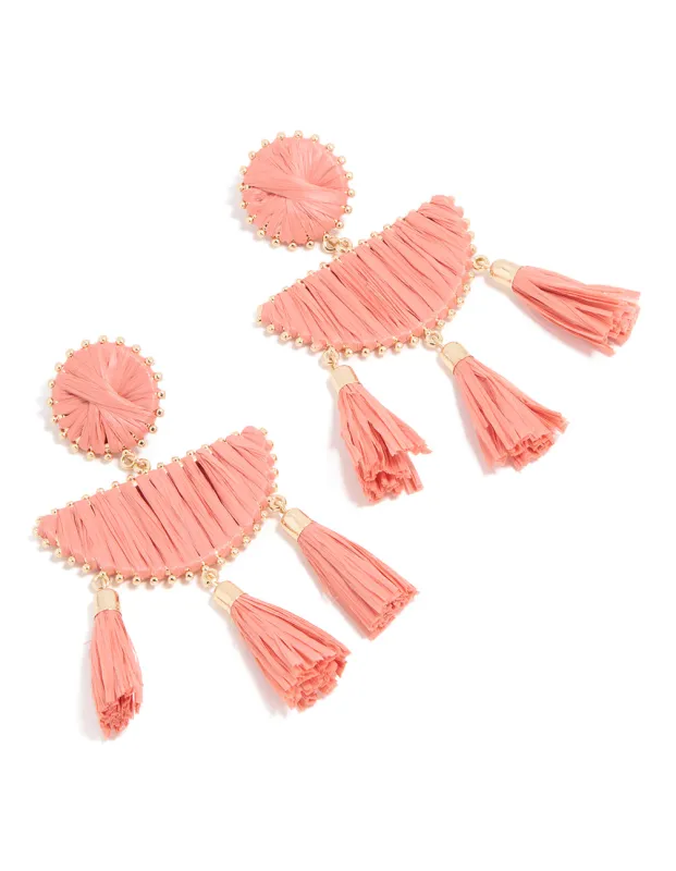 Pink Raffia Geometric Drop Earrings sold by lovisa