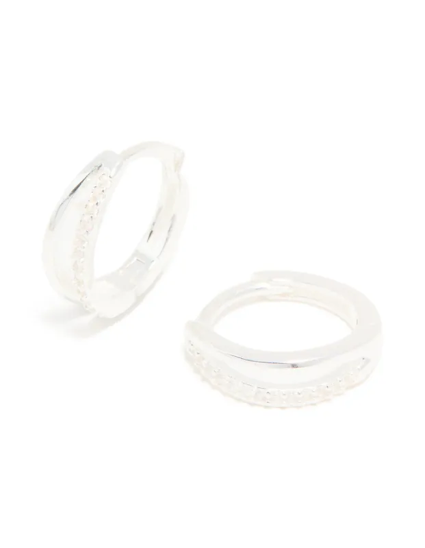 Sterling Silver Cubic Zirconia Double Hoop Earrings sold by lovisa