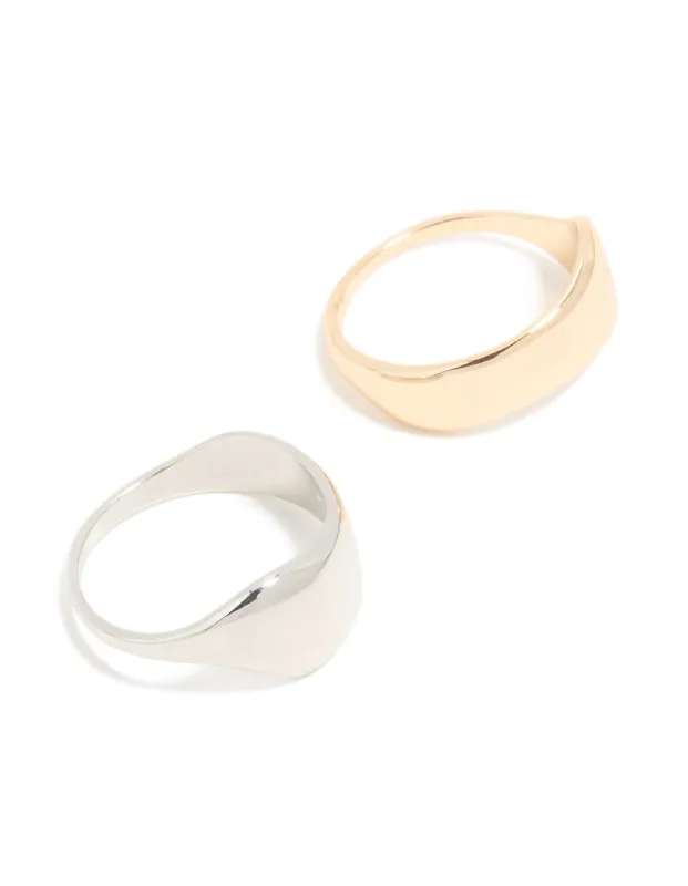 Mixed Metal Wide Wave Rings 2-Pack sold by lovisa