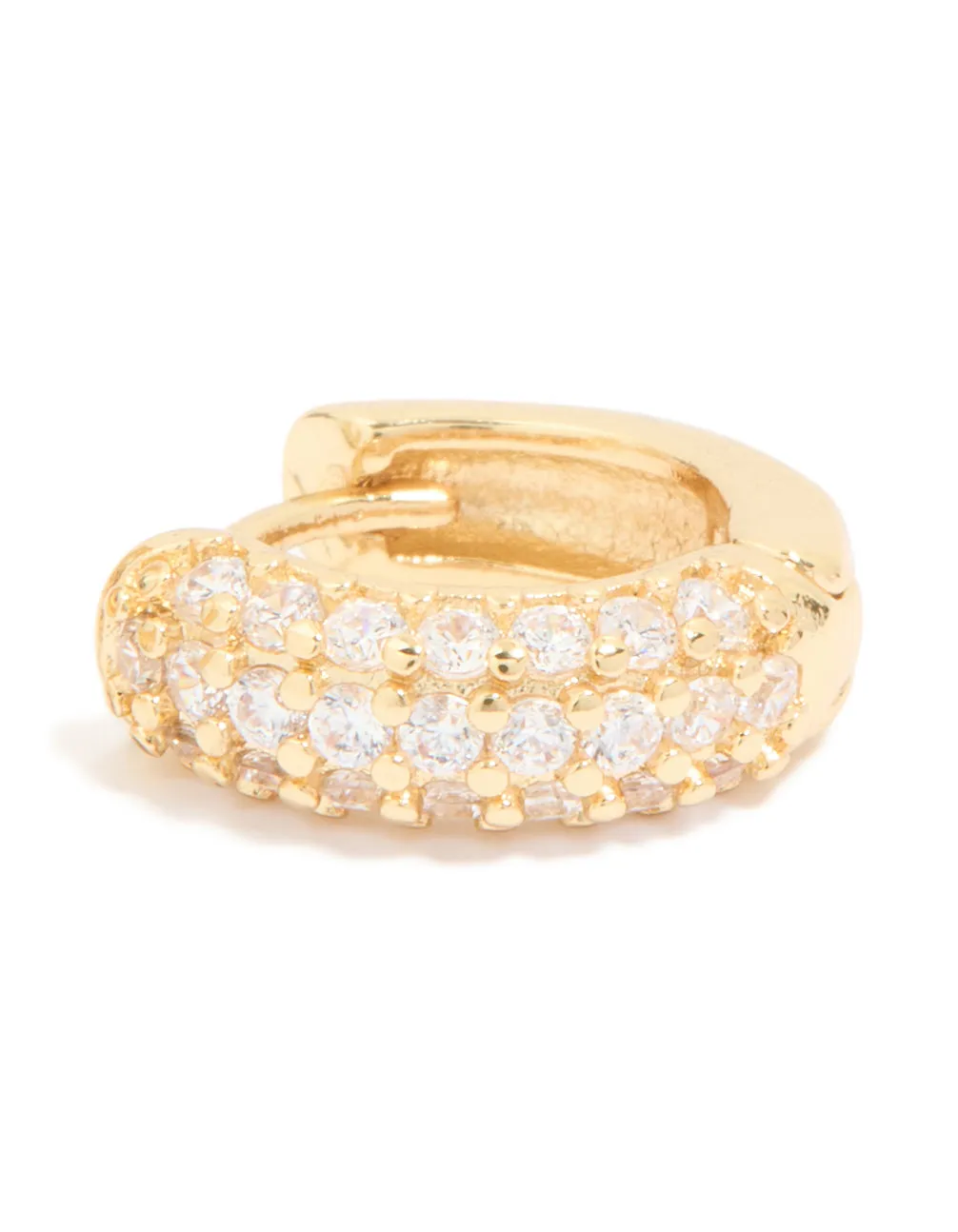 Gold Plated Cubic Zirconia Curved Small Huggie Earrings sold by lovisa product image thumbnail 3