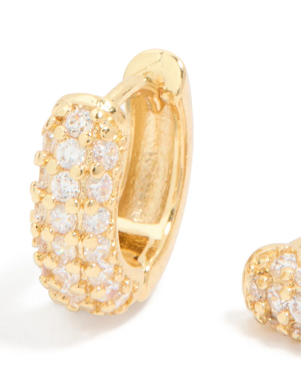 Gold Plated Cubic Zirconia Curved Small Huggie Earrings sold by lovisa product image thumbnail 2
