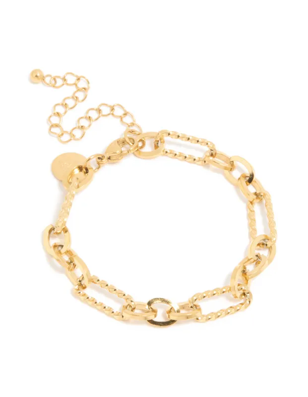 Waterproof Gold Plated Stainless Steel Multi-Link Chain Bracelet sold by lovisa