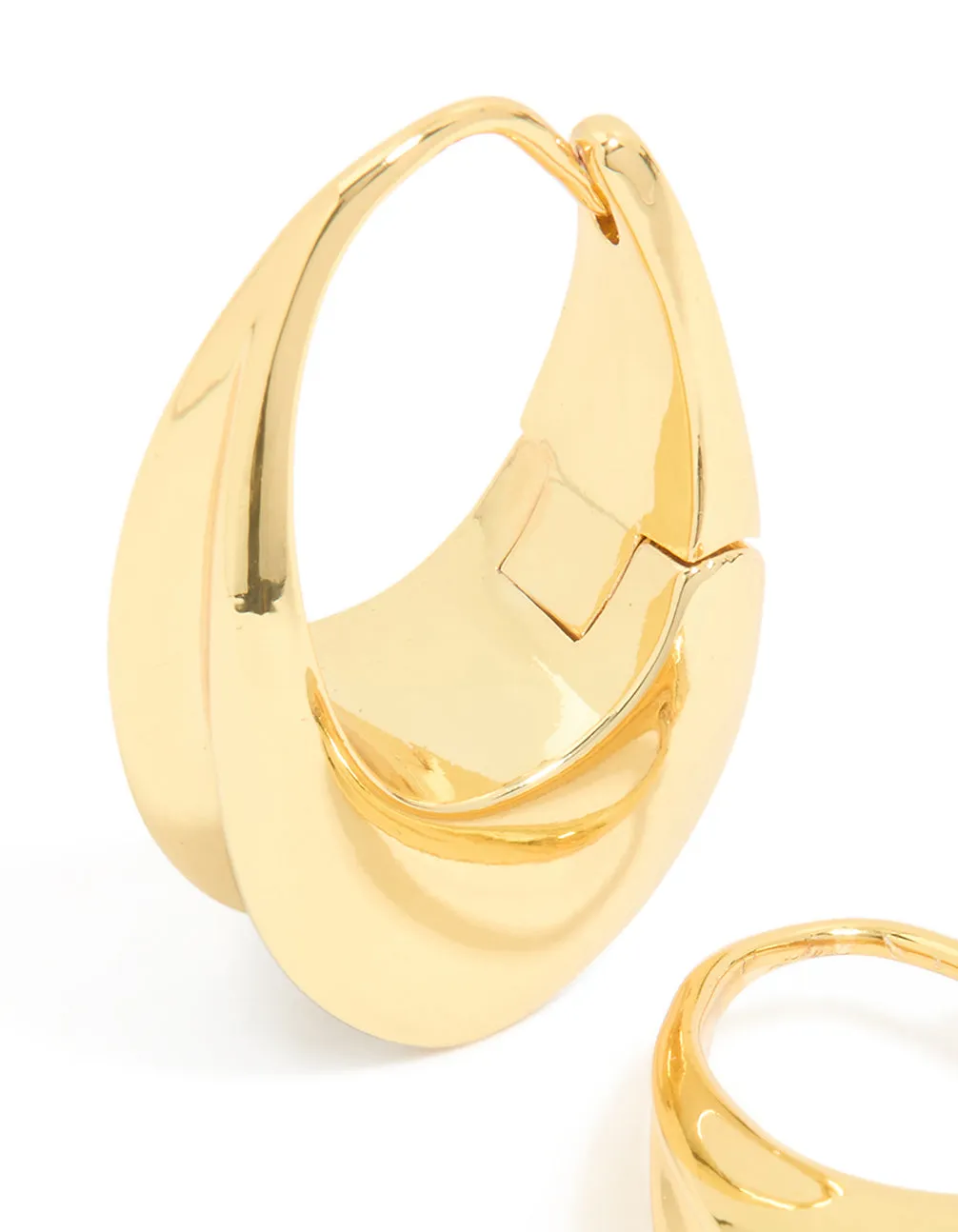 Waterproof Gold Plated Stainless Steel Oval Concave Hoop Earrings sold by lovisa product image thumbnail 2
