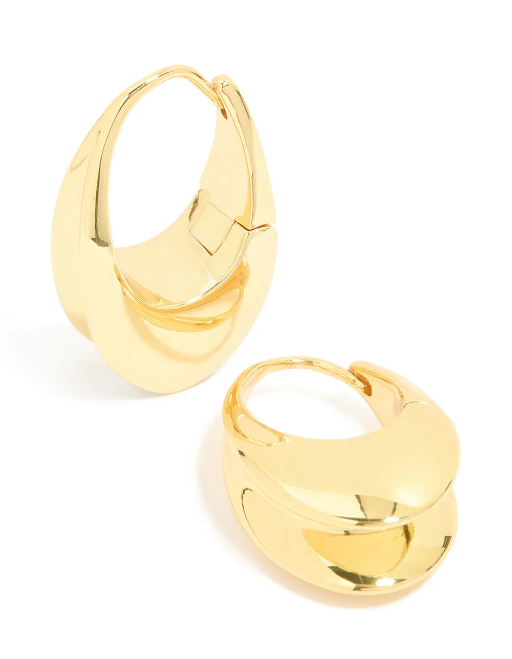 Waterproof Gold Plated Stainless Steel Oval Concave Hoop Earrings sold by lovisa