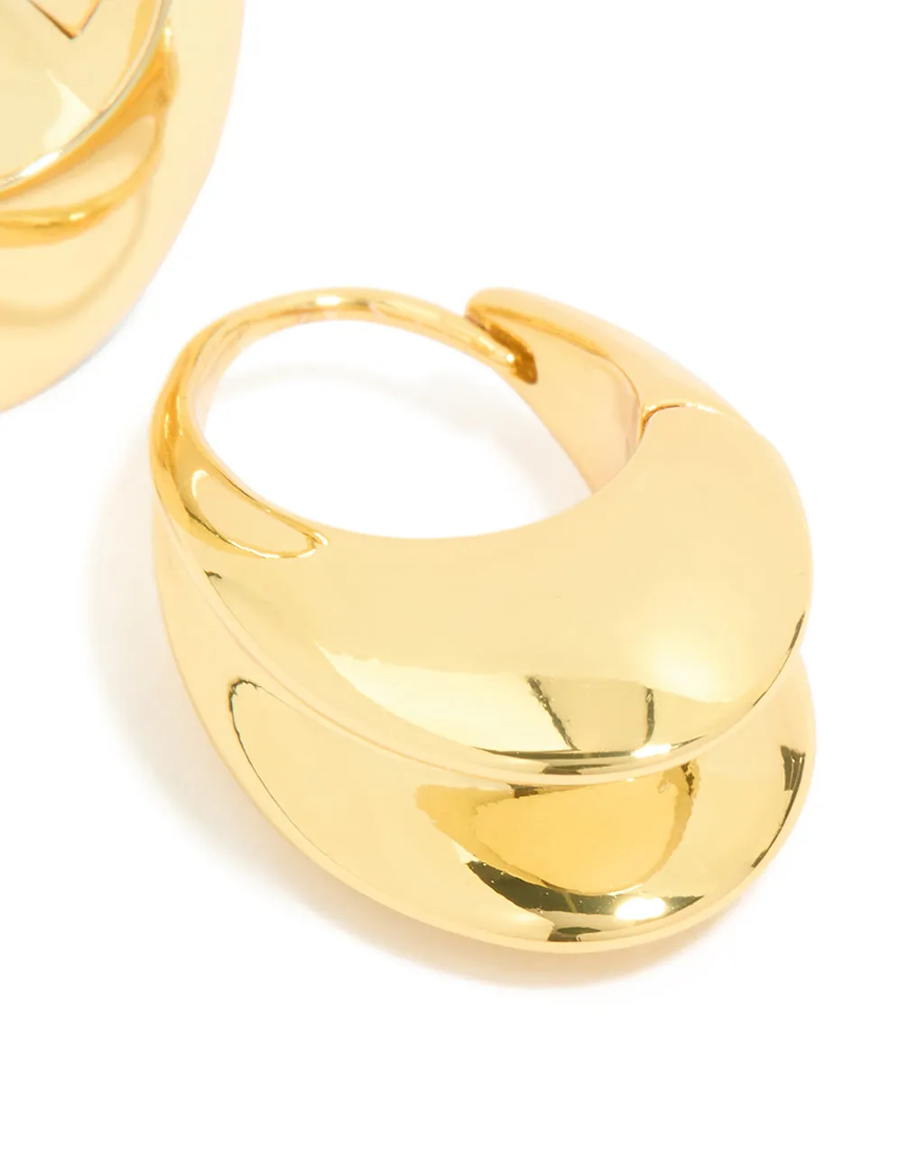 Waterproof Gold Plated Stainless Steel Oval Concave Hoop Earrings sold by lovisa product image thumbnail 3