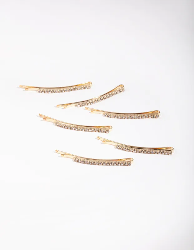 Gold Fine Diamante 6-Pack Bobby Pin sold by lovisa