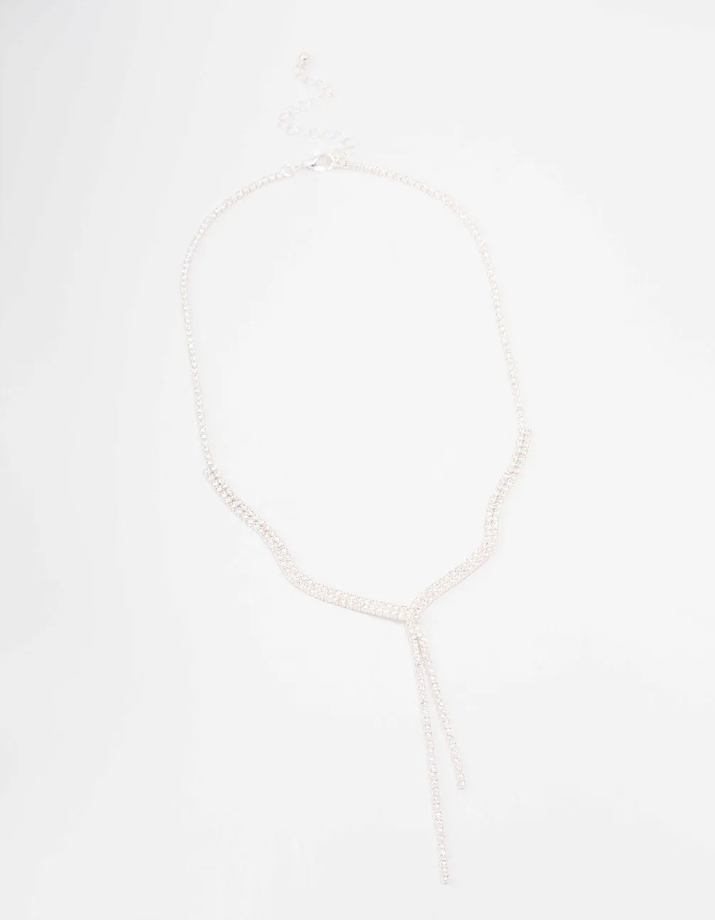 Silver Fine Ribbon Cubic Zirconia Lariat Necklace sold by lovisa product image thumbnail 2