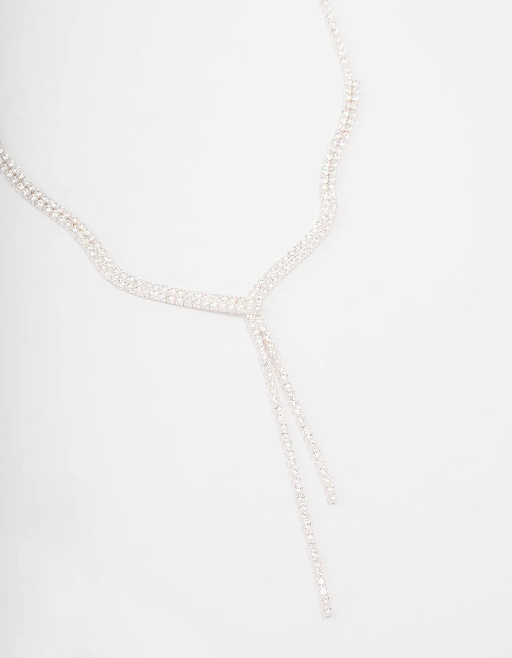 Silver Fine Ribbon Cubic Zirconia Lariat Necklace sold by lovisa