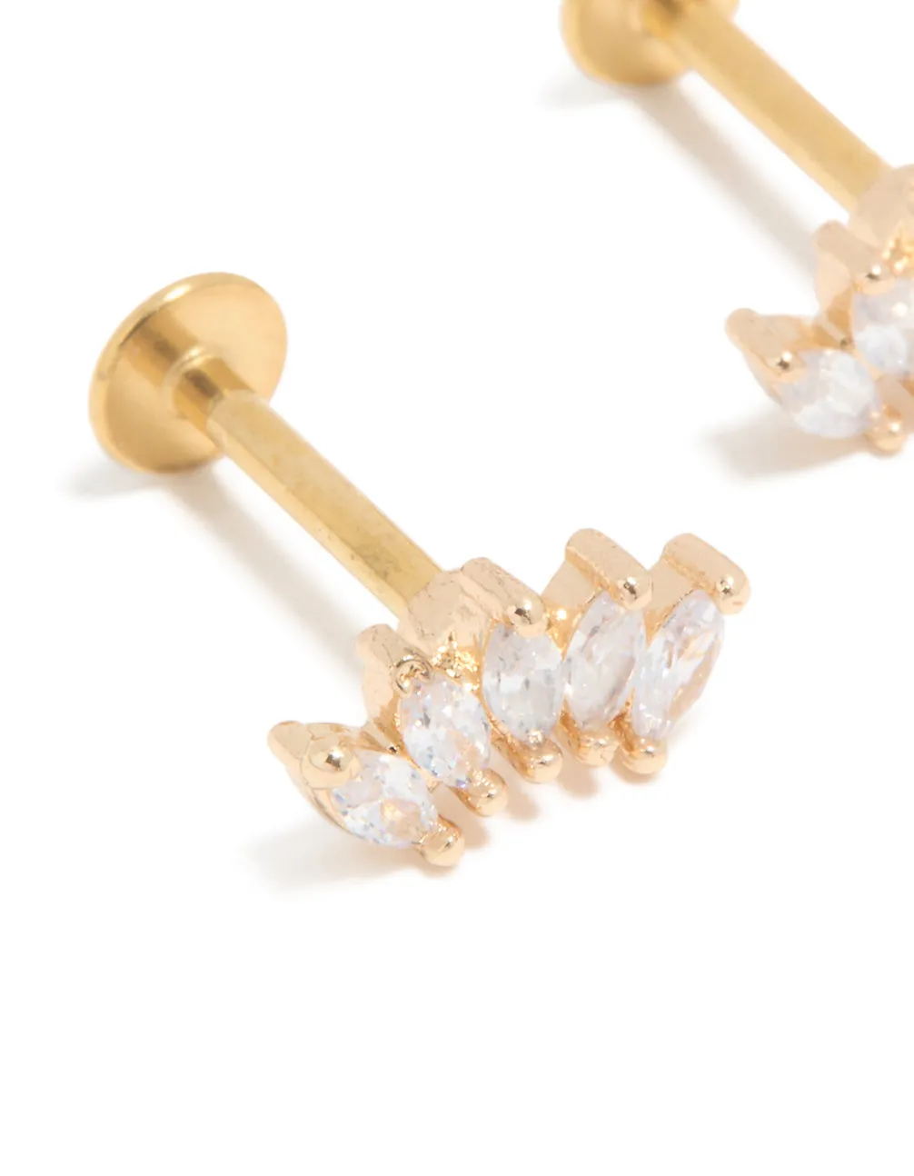 Gold Plated Surgical Steel Cubic Zirconia Marquise Fan Flat Back Studs sold by lovisa product image thumbnail 2