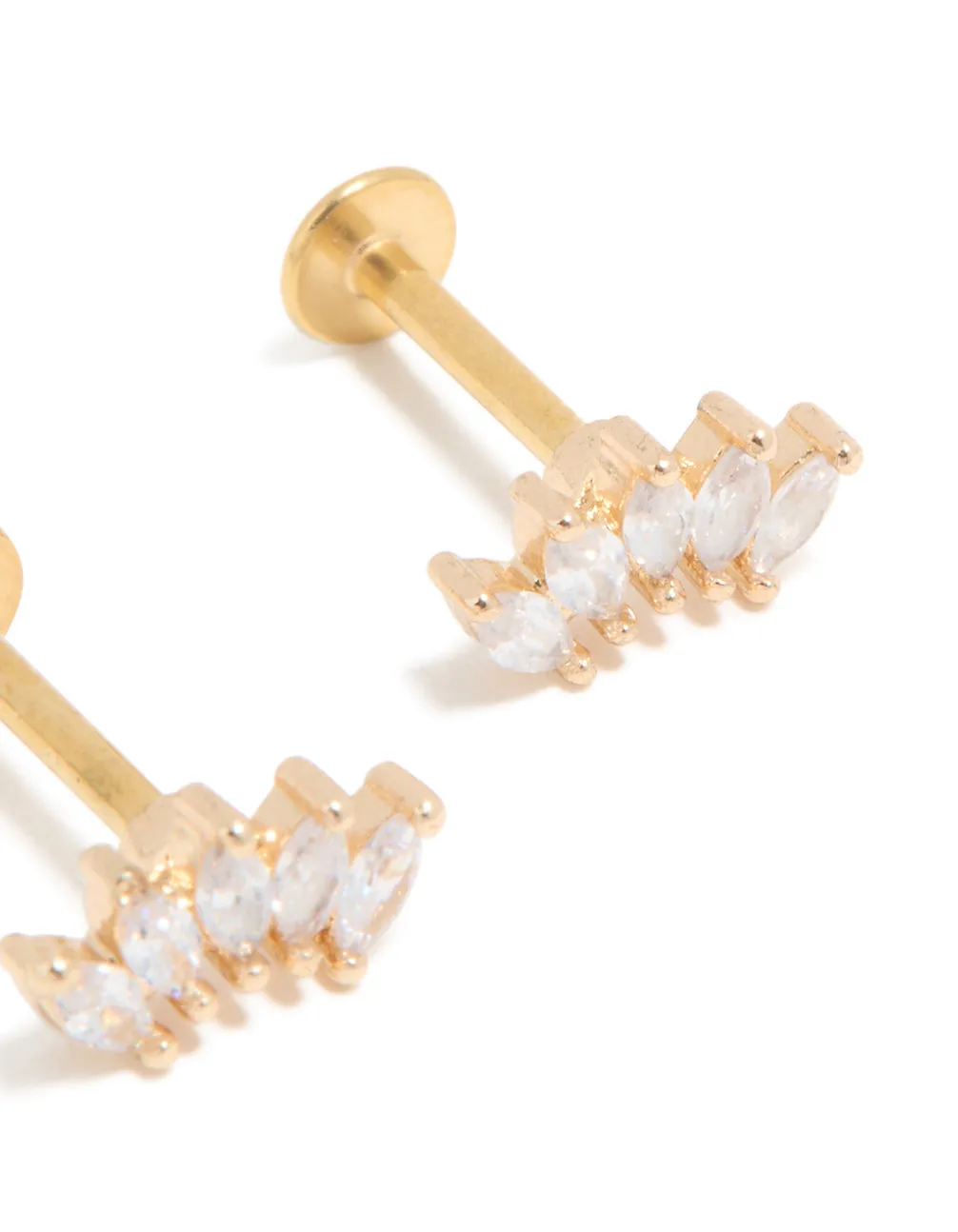 Gold Plated Surgical Steel Cubic Zirconia Marquise Fan Flat Back Studs sold by lovisa product image thumbnail 3