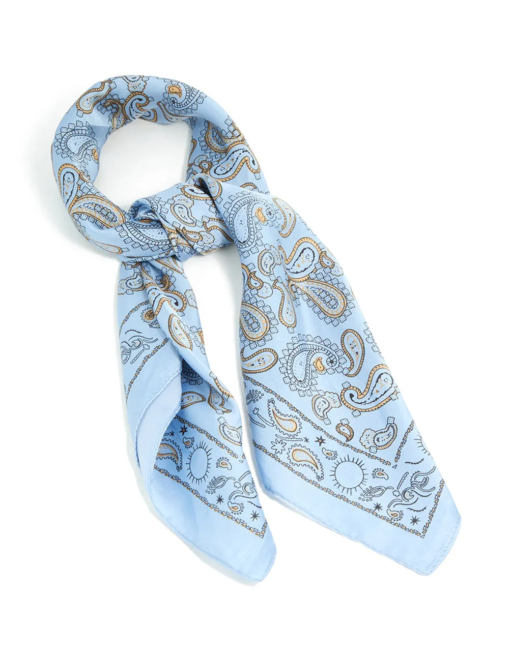 Light Blue Paisley Printed Fabric Scarf sold by lovisa