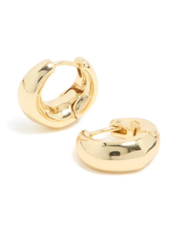 Gold Plated Small Organic Huggie Earrings sold by lovisa
