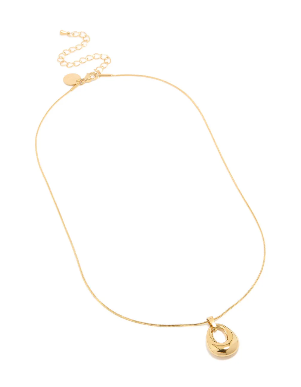 Waterproof Gold Plated Stainless Steel Open Oval Pendant Necklace sold by lovisa product image thumbnail 4