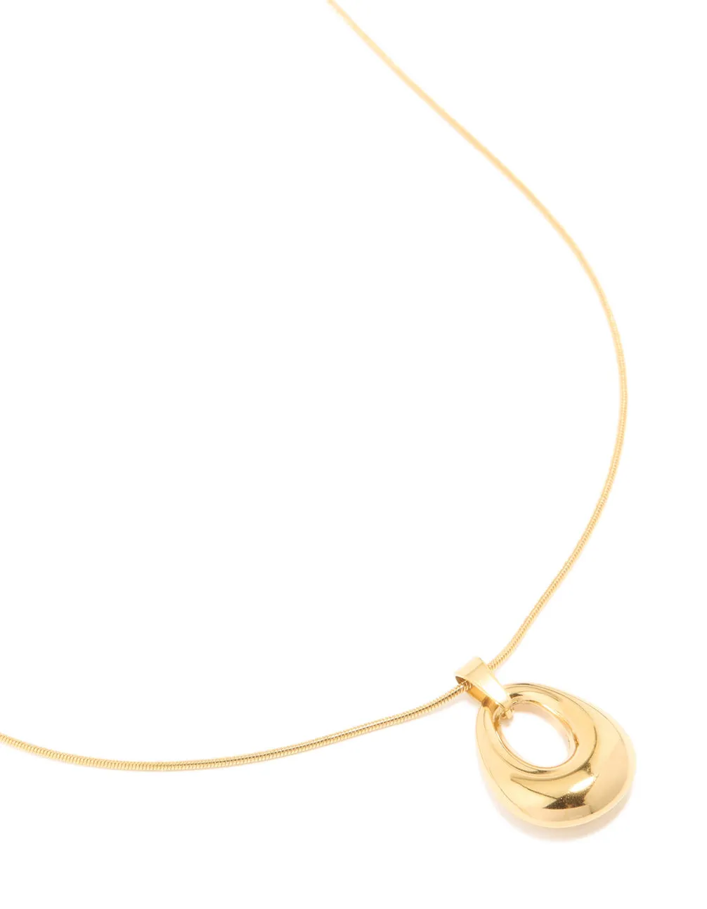 Waterproof Gold Plated Stainless Steel Open Oval Pendant Necklace sold by lovisa
