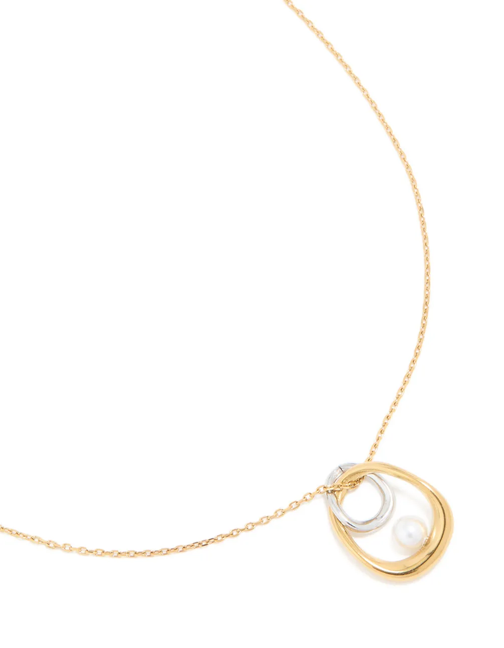 Waterproof Mixed Metal Plated Stainless Steel Open Pearl Pendant Necklace sold by lovisa