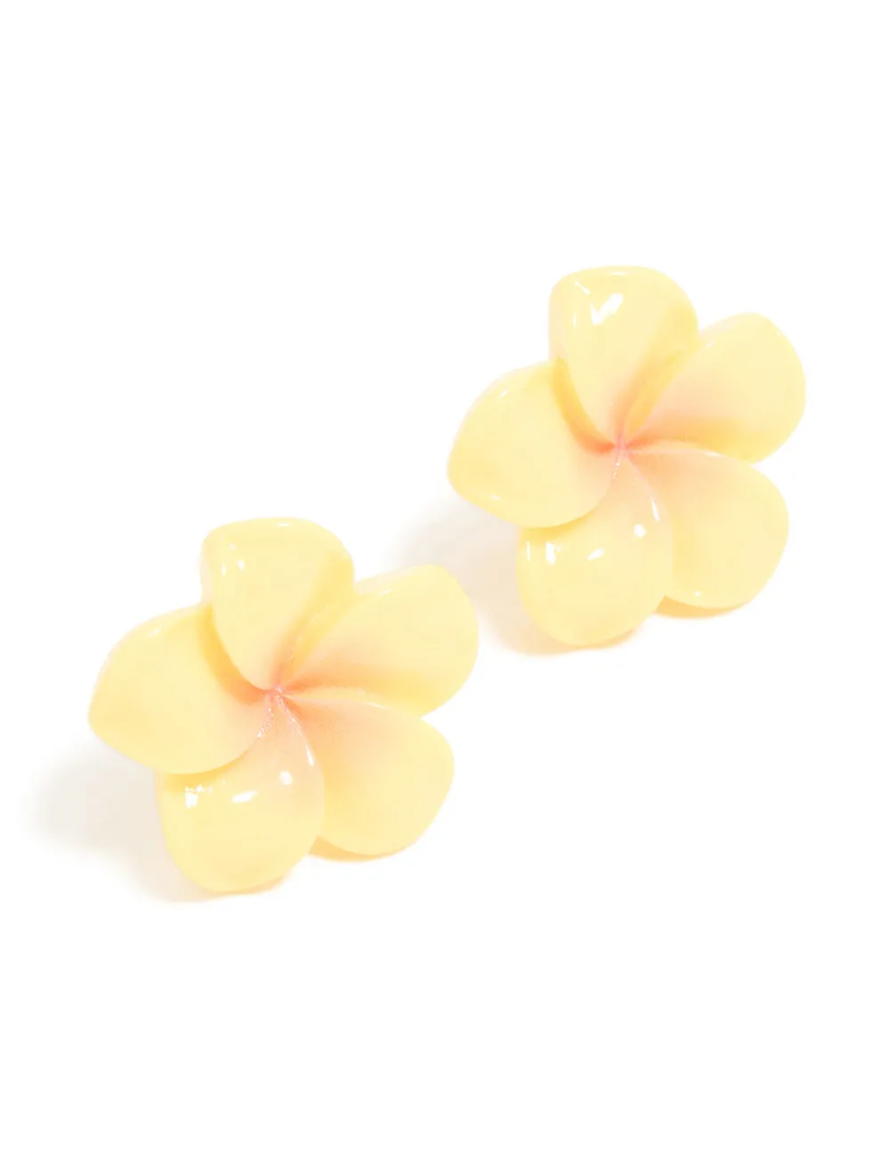 Yellow Acrylic Frangipani Flower Stud Earrings sold by lovisa