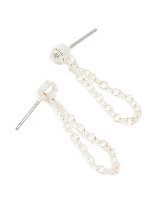 Silver Diamante Chain Drop Earrings sold by lovisa