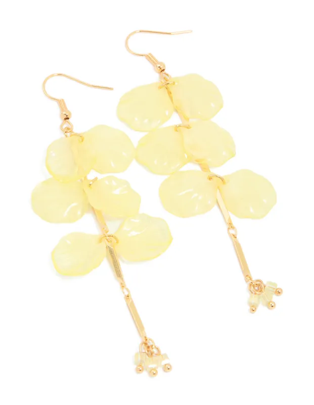 Gold Beaded & Petals Drop Earrings sold by lovisa