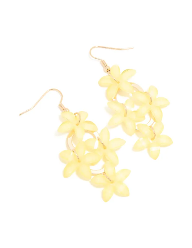 Gold Flowers Drop Earrings sold by lovisa