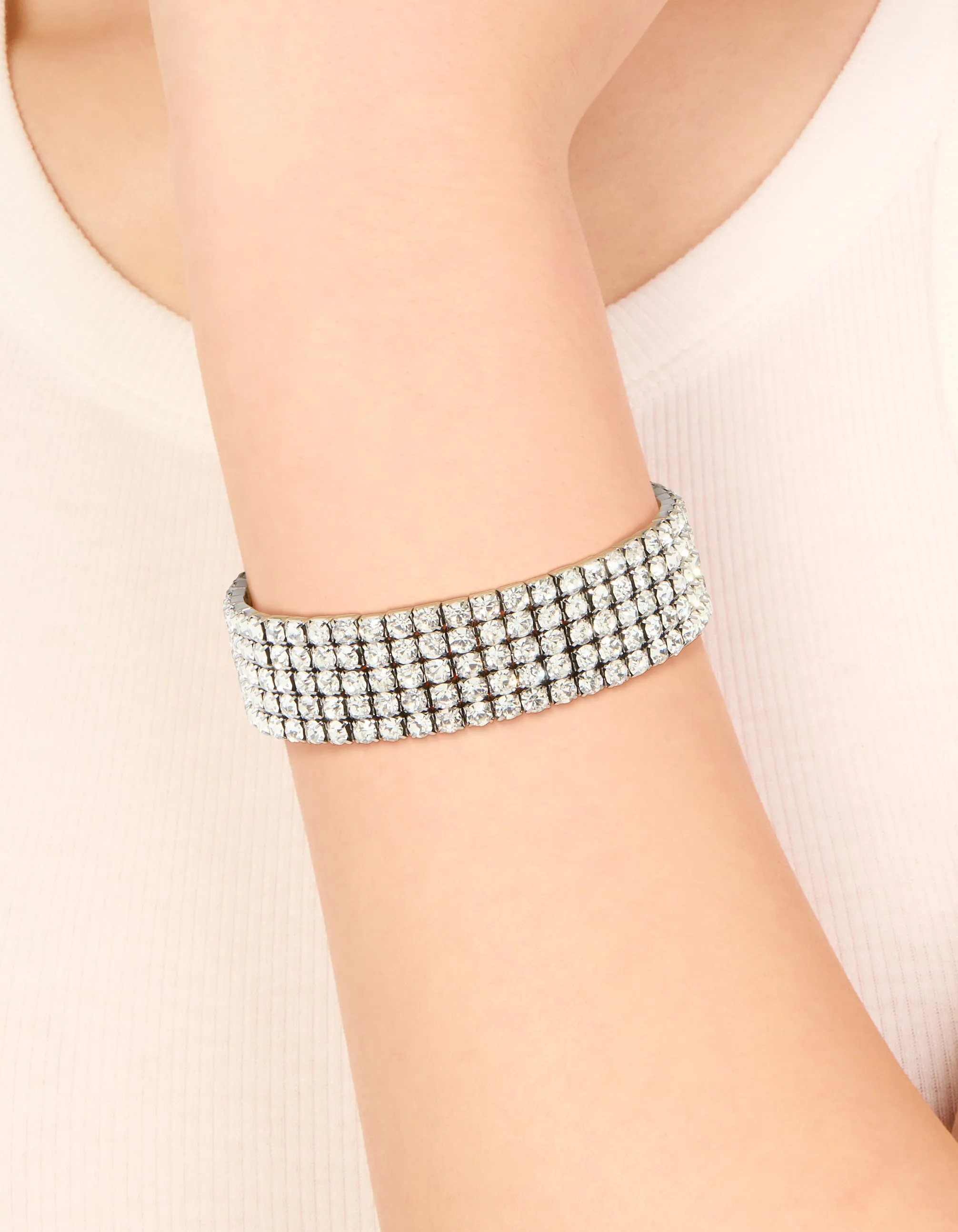Gunmetal Silver Diamante Stretch Bracelet sold by lovisa product image thumbnail 2