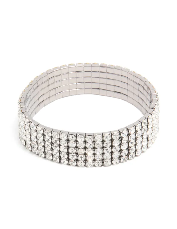 Gunmetal Silver Diamante Stretch Bracelet made by lovisa