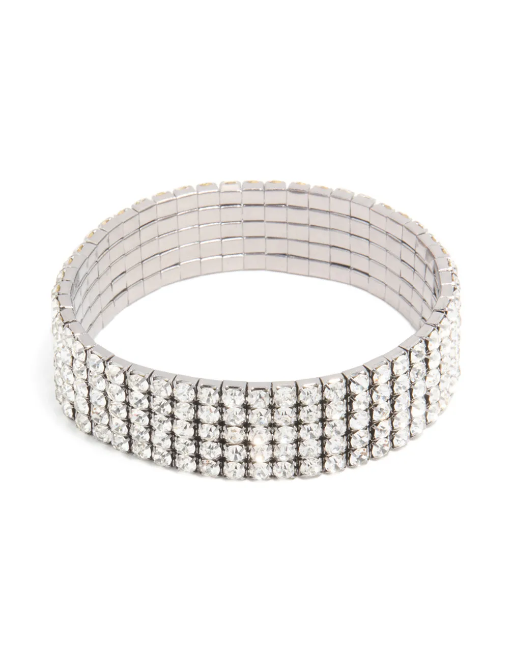Gunmetal Silver Diamante Stretch Bracelet sold by lovisa