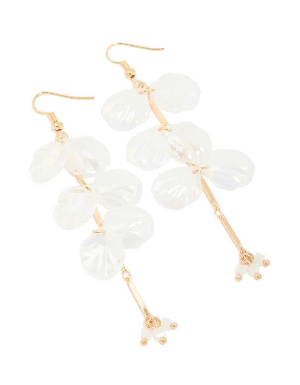 Gold Iridescent Petal Drop Earrings sold by lovisa