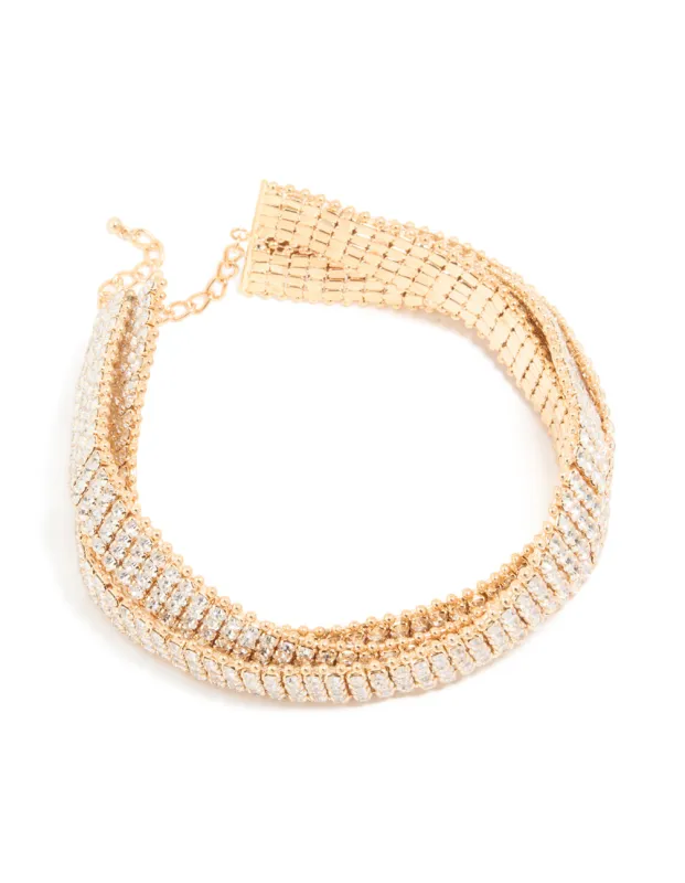 Gold Diamante Dainty Choker Necklace sold by lovisa