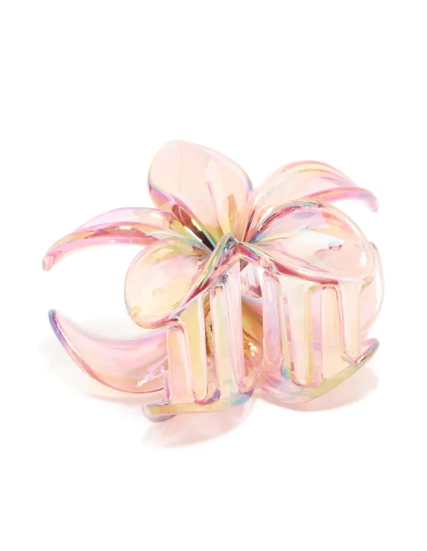 Pink Iridescent Frangipani Flower Hair Claw Clip sold by lovisa