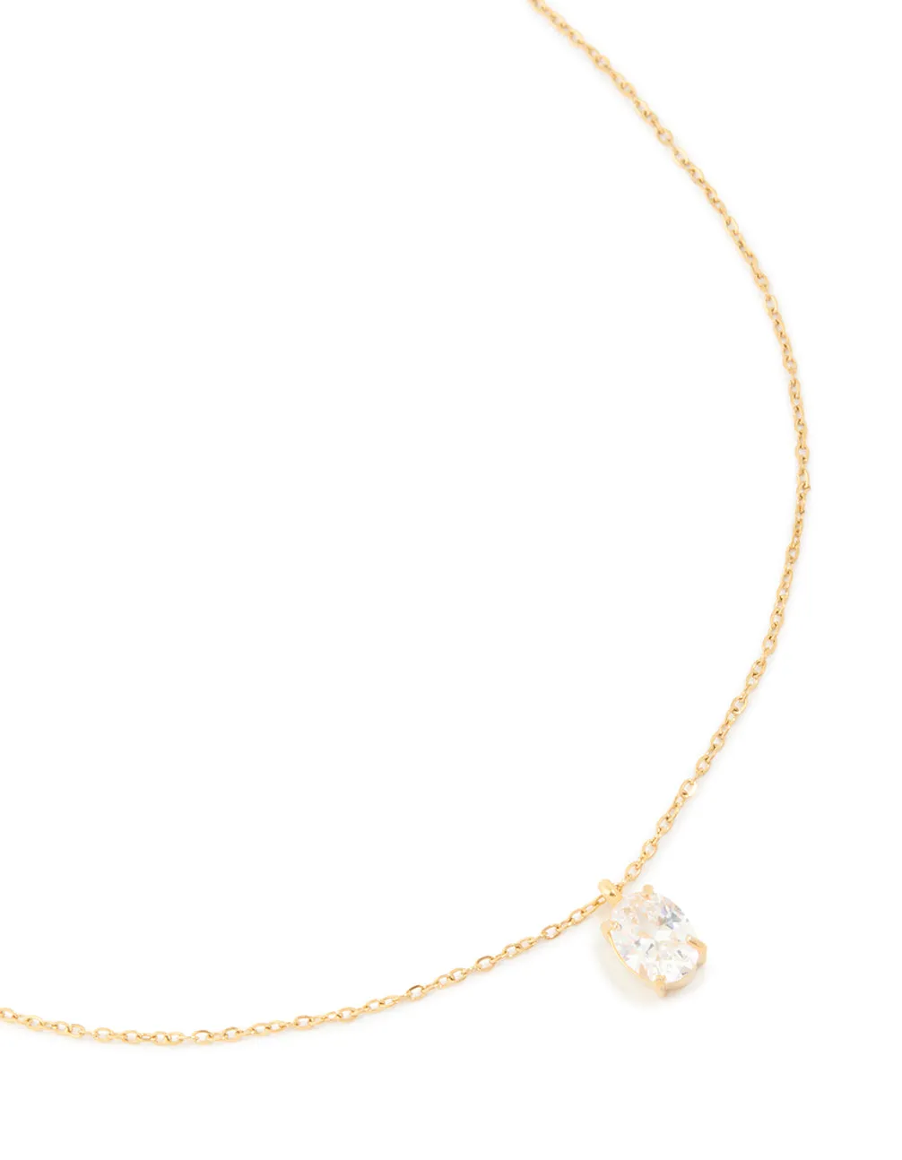 Waterproof Gold Plated Stainless Steel Oval Cubic Zirconia Pendant Necklace sold by lovisa