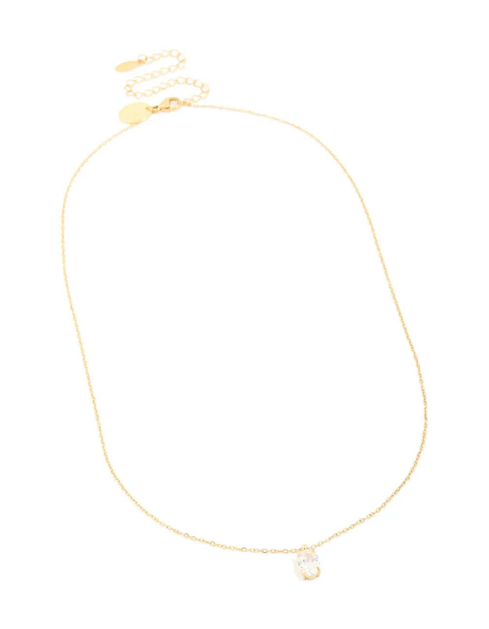 Waterproof Gold Plated Stainless Steel Oval Cubic Zirconia Pendant Necklace sold by lovisa product image thumbnail 2