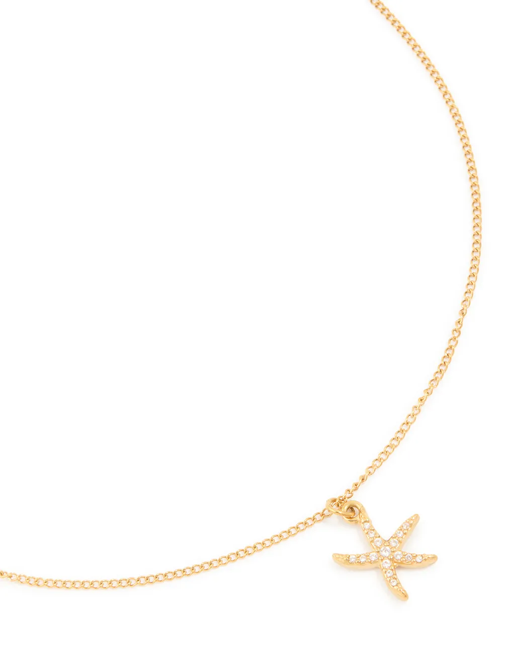 Waterproof Gold Plated Stainless Steel Cubic Zirconia Pavé Starfish Pendant Necklace sold by lovisa