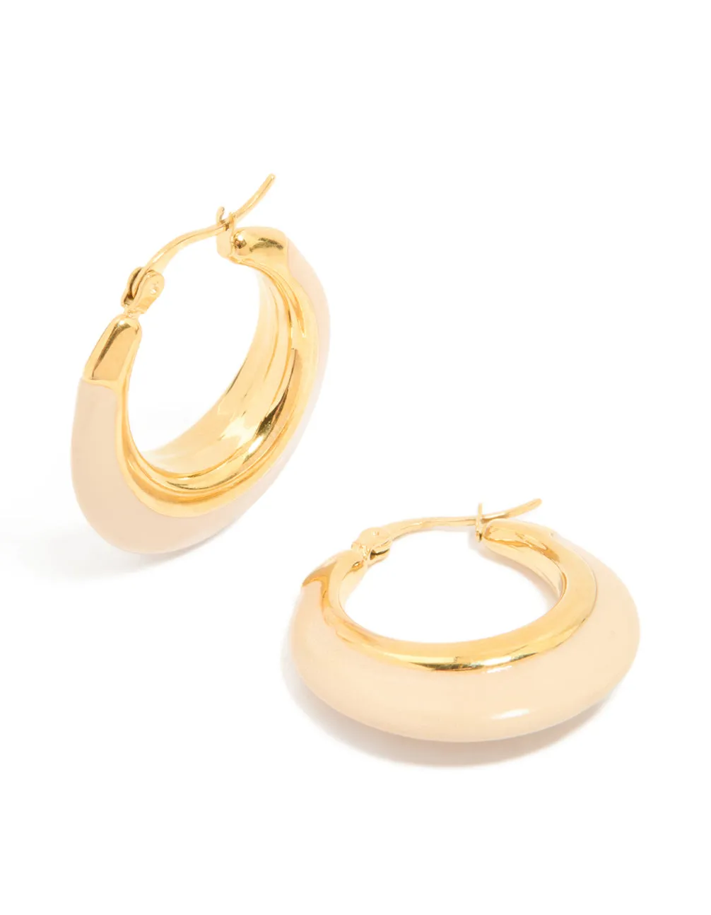 Waterproof Gold Plated Stainless Steel Short Enamel Hoop Earrings sold by lovisa